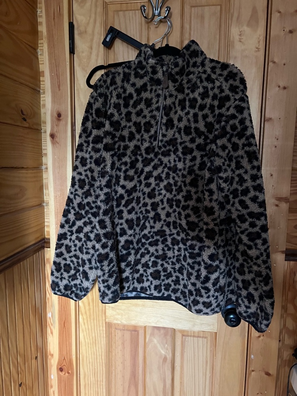 C.C Leopard-Print Teddy Jacket in Brown and Black